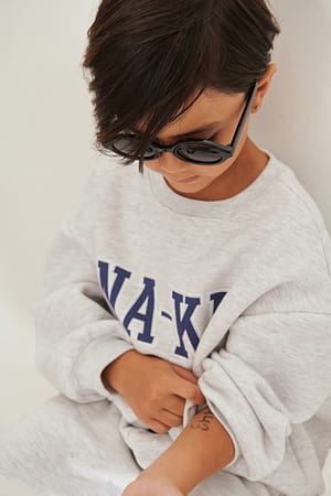 Grey Melange Crewneck med tryck