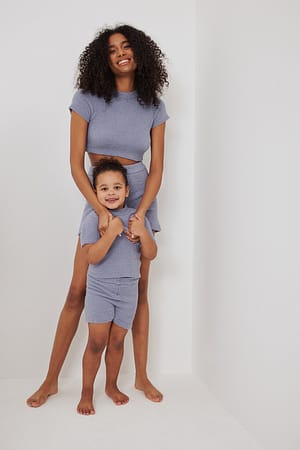 Dusty Blue Gebreide short