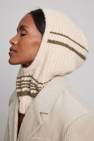Beige/Green Knitted Balaclava