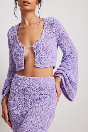 Lilac Gilet court en maille avec chaîne