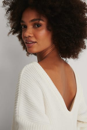 Knitted Deep V-neck Sweater