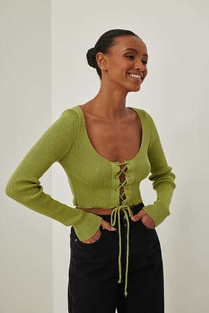 Green Strikket top med blonde