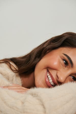 Beige Knitted Ribbed Fuzzy Cardigan