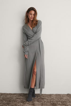 Grey Strikket kaftankjole