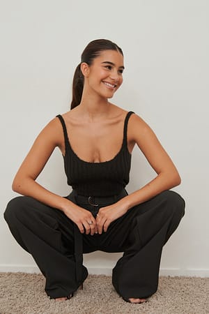 Black Knitted Singlet