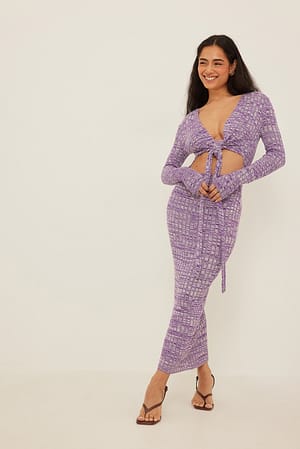 Light Lilac Robe longue nouée en tricot