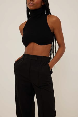 Black Knitted Turtle Neck Top