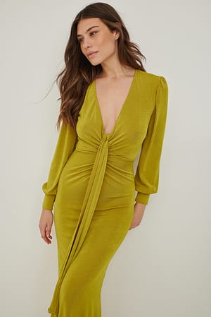 Light Green Knot Detail Maxi Dress