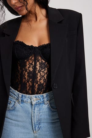 Black Lace Detail Cup Corset