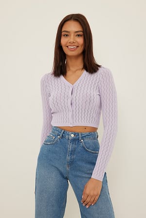 Light Lilac Strikket cardigan med blonde