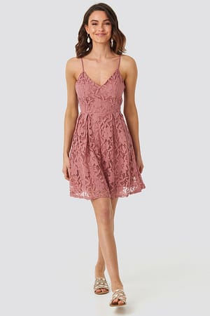 Lace Strap Mini Dress