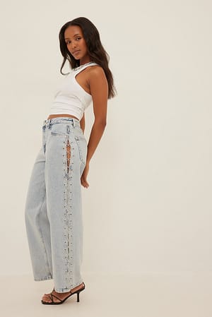 Acid Blue Detaljert denim