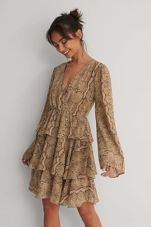 Snake Layered Flounce Dress