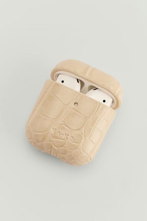 Beige Air pod case met leren look