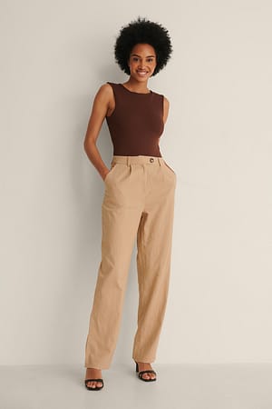 Taupe Dressbukse I Linblanding