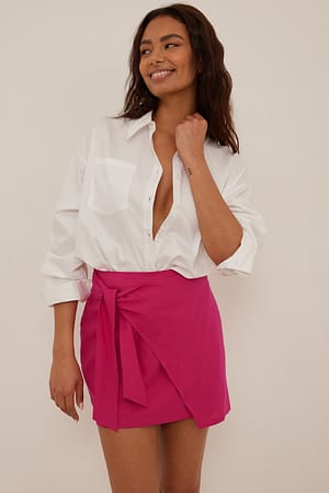 Berry Linen Bland Wrap Skirt