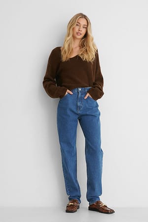 Mid Blue Jean mom biologique