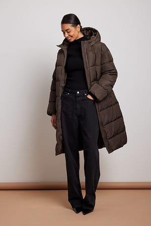 Brown Lange gefütterte Jacke