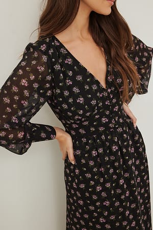 Floral Rose Cream Long Sleeve Maxi Dress