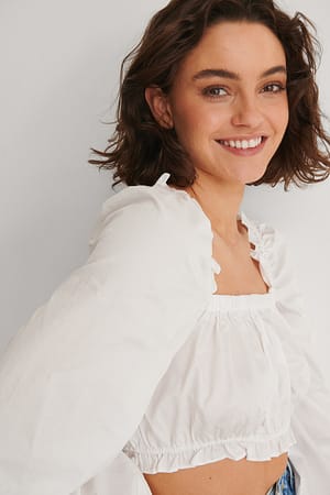 White Resirkulert crop top