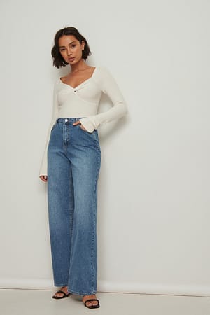 Mid Blue Wash Loose Fit Denim