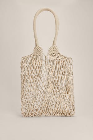 White Macrame Tote