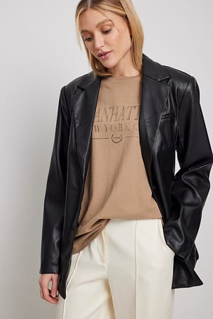Beige Camiseta estampada oversize Manhattan