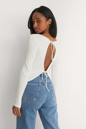 Light Beige Långärmad Topp