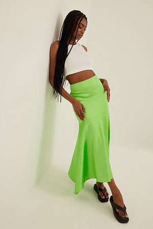 Lime Maxi Satin Skirt