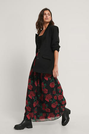 Print Maxi Sheer Skirt