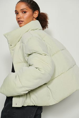 Light Khaki Melange Chaqueta melange acolchada