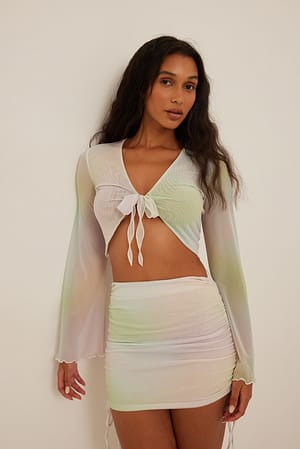 Ombre Print Miniskørt i net med løbebånd
