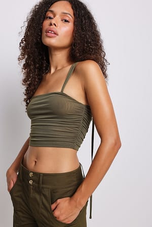 Dark Green Mesh lang hemdje met bandjes