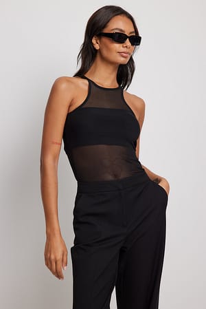 Black Mesh Racerback Singlet
