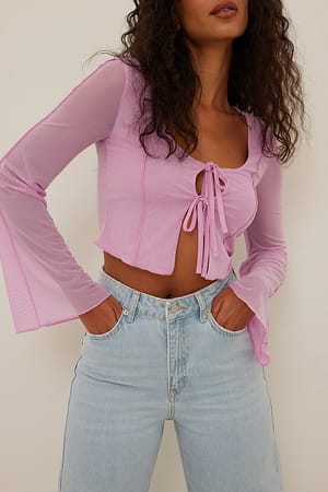 Pink Haut en tulle avec coutures apparentes