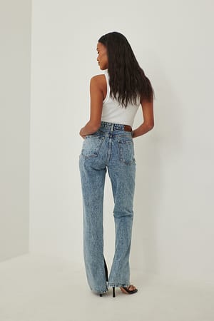 Acid Blue Jeans met halfhoge taille en rechte prijpen