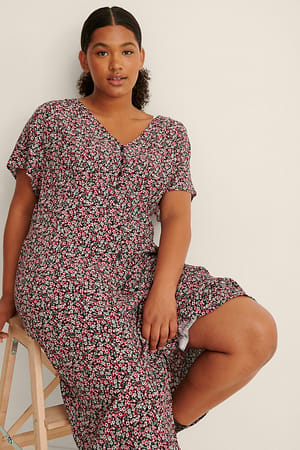 Multi Colour Print Robe midi à boutons