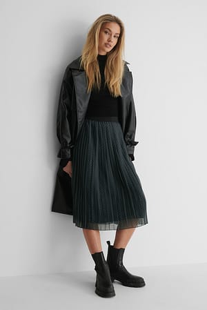 Grey Check Midi-Faltenrock