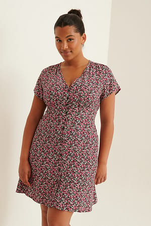 Multi Colour Print Robe mini boutonnée