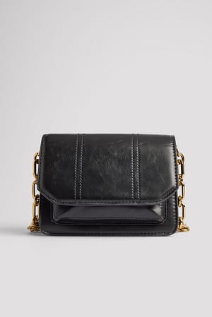 Black Mini Chain Detailed Compartment Bag