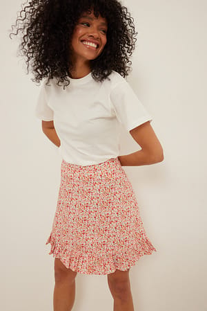 Flower Print Recycelter Volant-Minirock