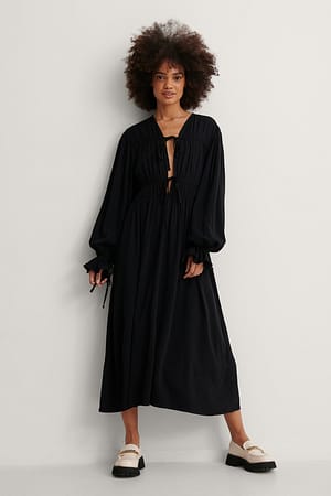 Black Multi Tie Midi Dress