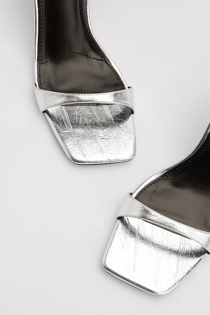 Silver Glossy Absatzsandalen