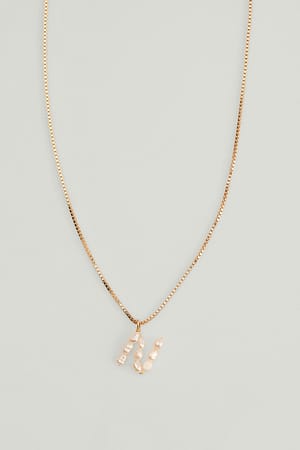 Gold Collier de perles avec lettre