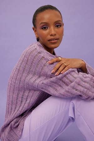 Lavender Round Neck Oversized Sweater