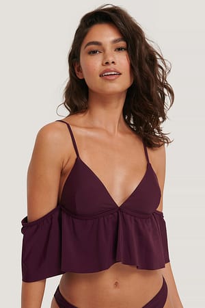 Burgundy Schulterfreies Bikini-Top