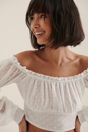 White Blusa dobby palabra de honor