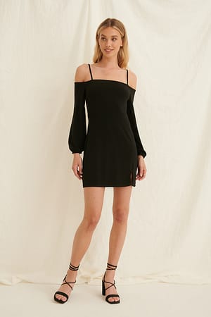 Black Off Shoulder Mini Dress