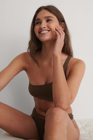 One Shoulder Ribbed Bra