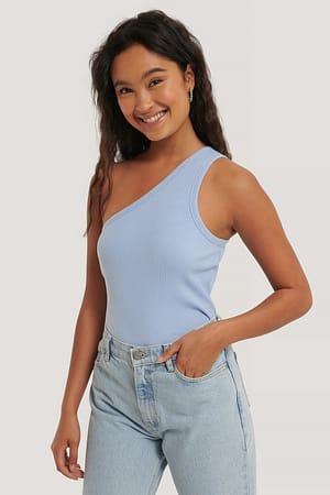 One Shoulder Ribbed Top